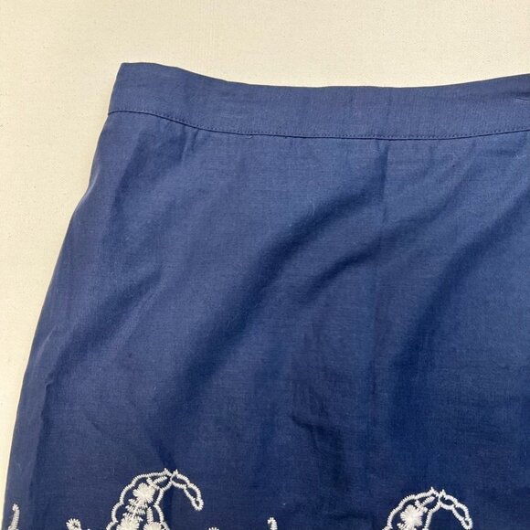 Mi Ami Womens A Line Skirt Navy White Paisley Mini Lined Embroidered Boho S - Picture 2 of 11